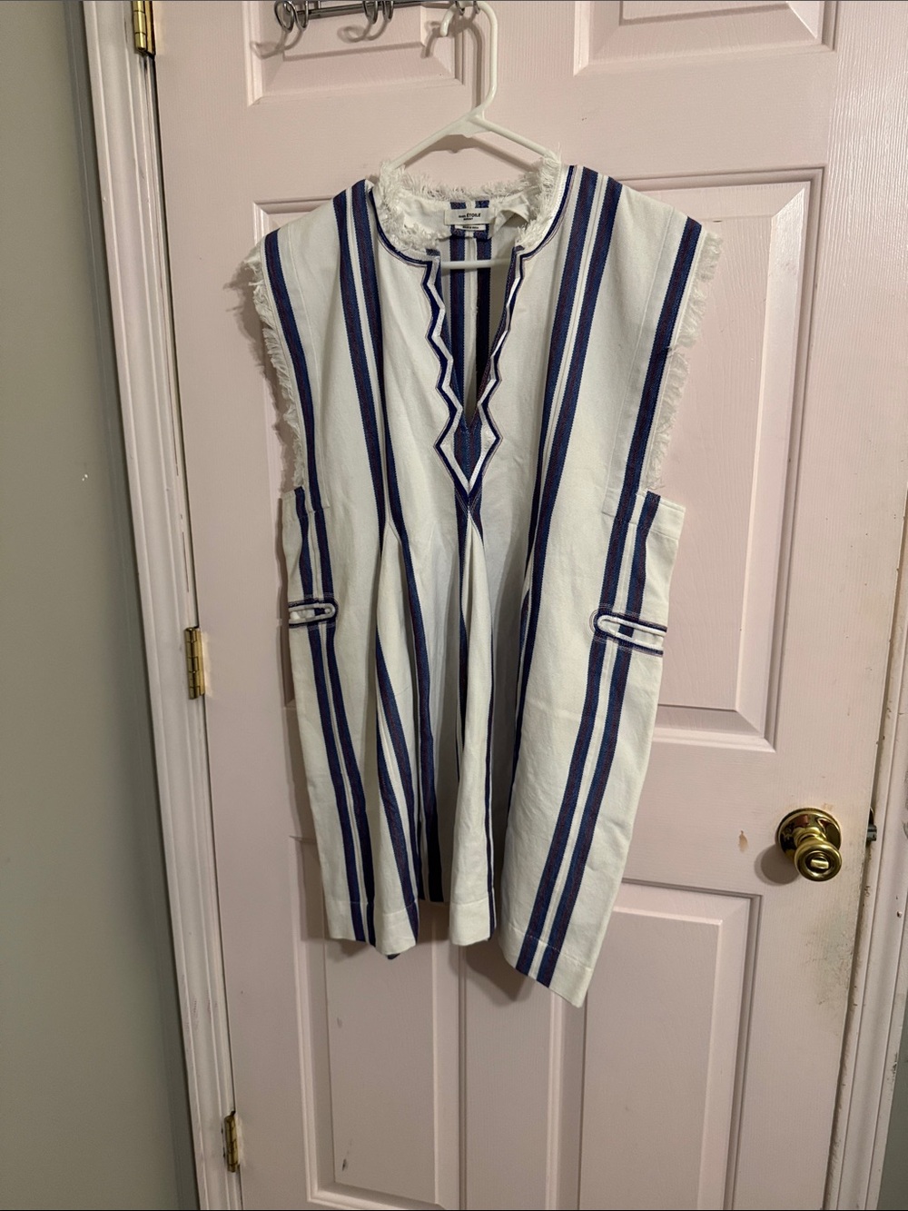Isabel Marant White Tunic with Navy Stripes